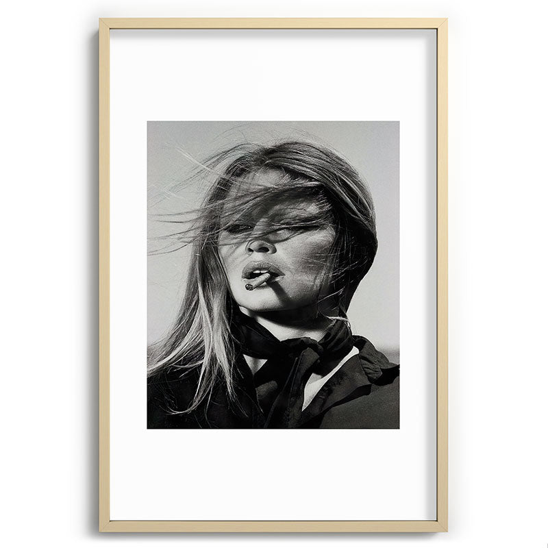 Brigitte Bardot Smoking a Cigarette, Black and White Photograph Framed Art Print Gallery Image 74