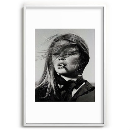Brigitte Bardot Smoking a Cigarette, Black and White Photograph Framed Art Print Gallery Image 80