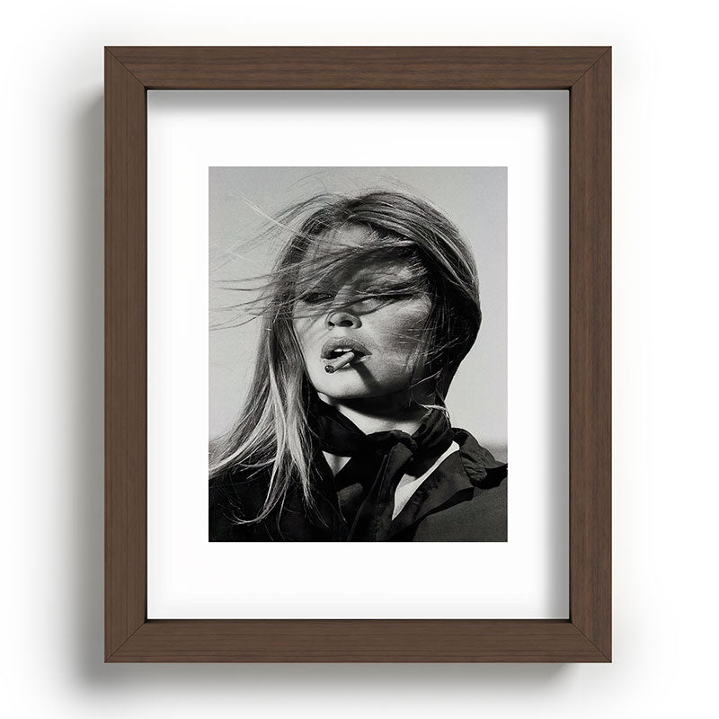 Brigitte Bardot Smoking a Cigarette, Black and White Photograph Framed Art Print Gallery Image 63