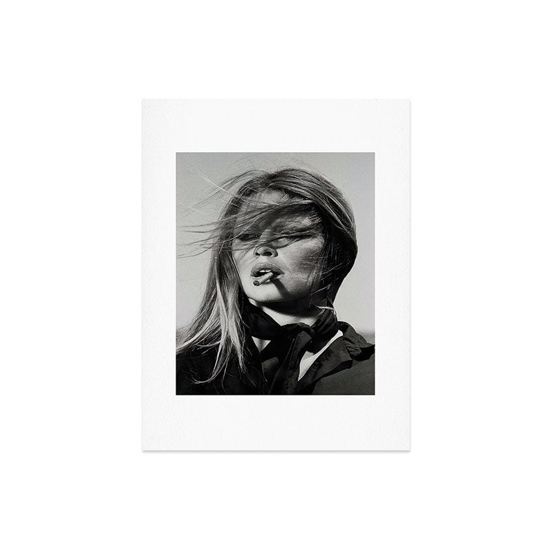 Brigitte Bardot Smoking a Cigarette, Black and White Photograph Art Print Gallery Image 6