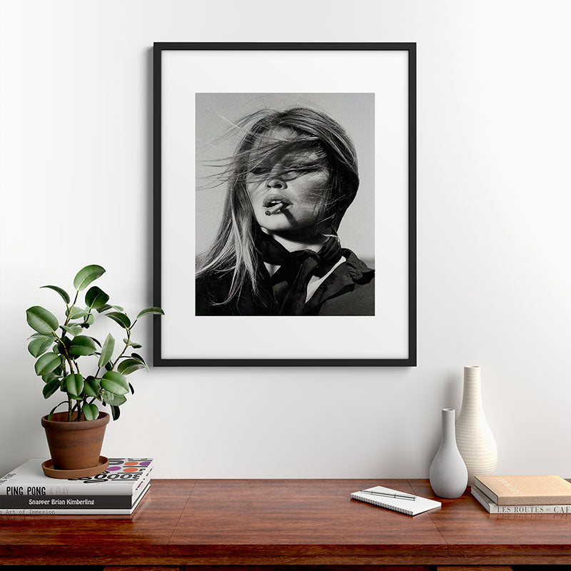 Brigitte Bardot Smoking a Cigarette, Black and White Photograph Framed Art Print Gallery Image 7