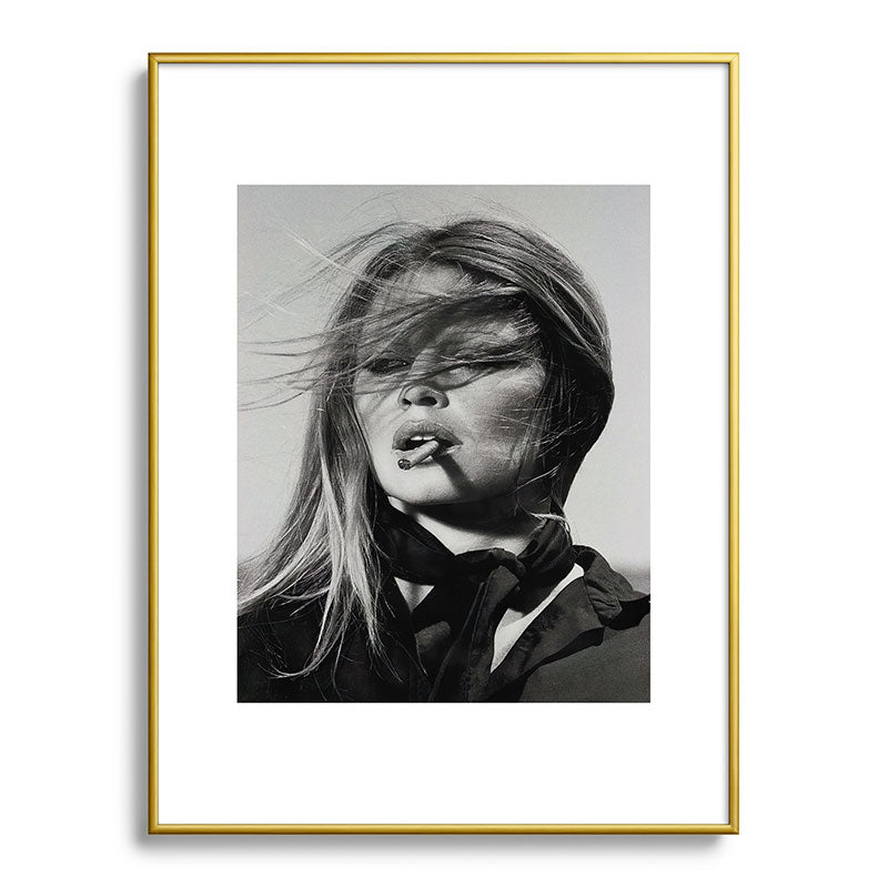 Brigitte Bardot Smoking a Cigarette, Black and White Photograph Framed Art Print Gallery Image 91
