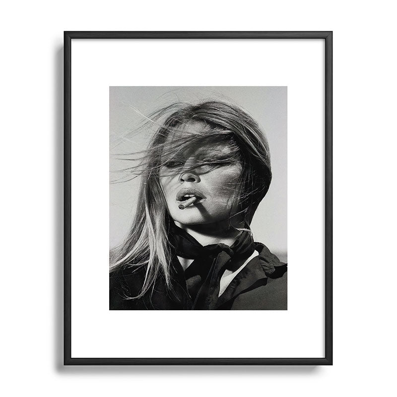 Brigitte Bardot Smoking a Cigarette, Black and White Photograph Framed Art Print Gallery Image 81
