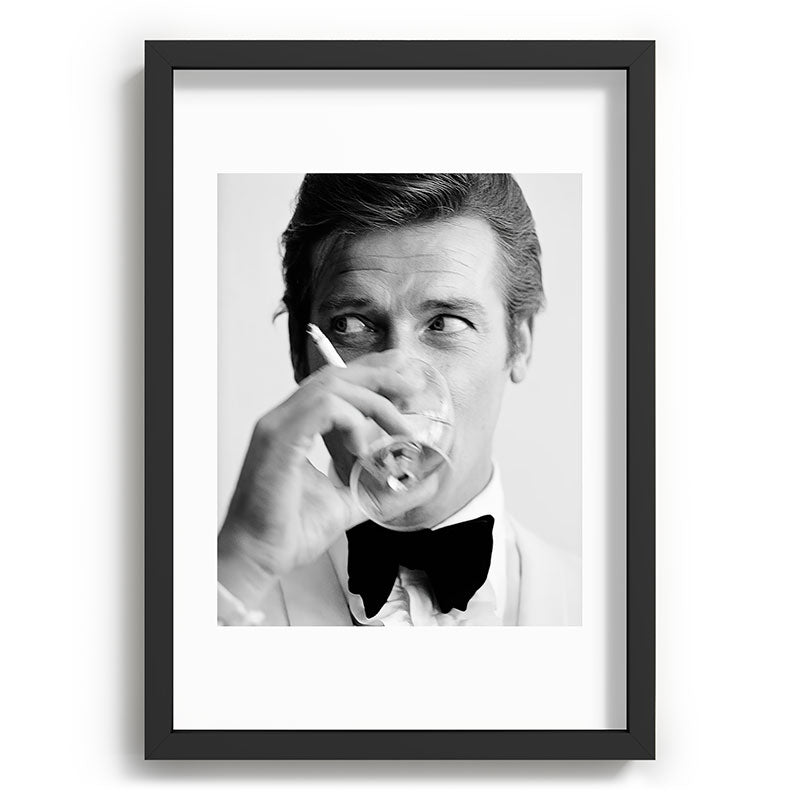 Roger Moore with Martini Retro Vintage Art Framed Art Print Gallery Image 59