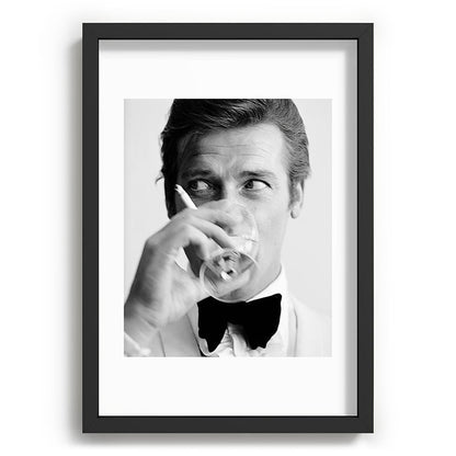 Roger Moore with Martini Retro Vintage Art Framed Art Print Gallery Image 59