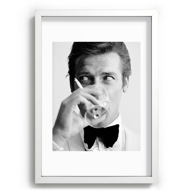 Roger Moore with Martini Retro Vintage Art Framed Art Print Gallery Image 77