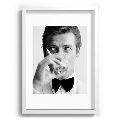 Roger Moore with Martini Retro Vintage Art Framed Art Print Gallery Image 77