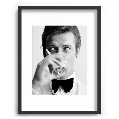 Roger Moore with Martini Retro Vintage Art Framed Art Print Gallery Image 61