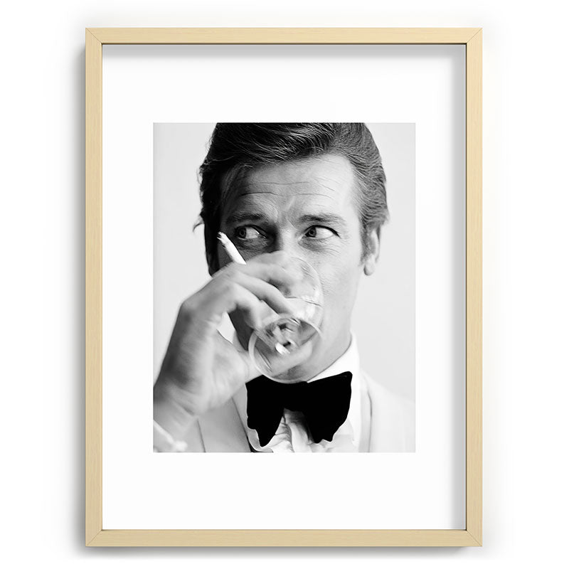 Roger Moore with Martini Retro Vintage Art Framed Art Print Gallery Image 73