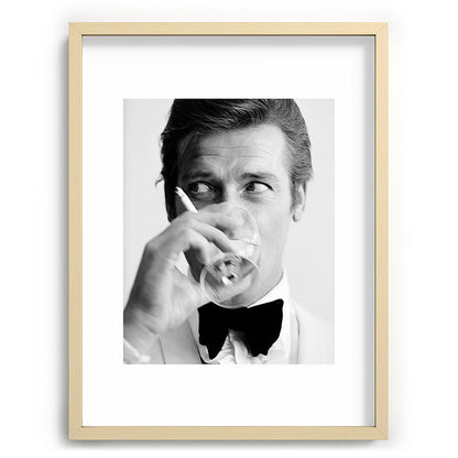 Roger Moore with Martini Retro Vintage Art Framed Art Print Gallery Image 73