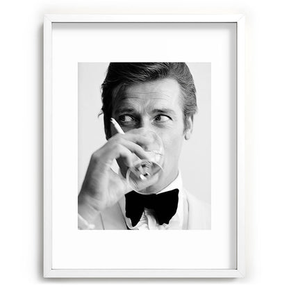 Roger Moore with Martini Retro Vintage Art Framed Art Print Gallery Image 78