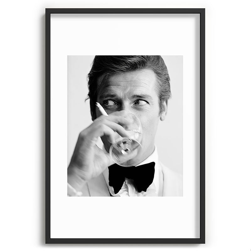 Roger Moore with Martini Retro Vintage Art Framed Art Print Gallery Image 62