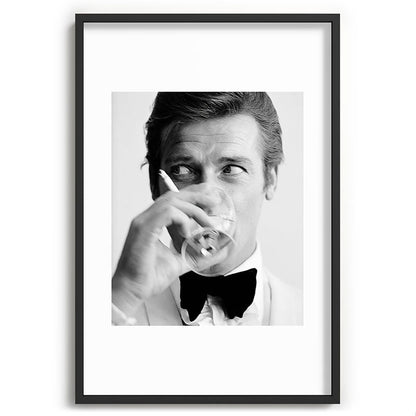 Roger Moore with Martini Retro Vintage Art Framed Art Print Gallery Image 62