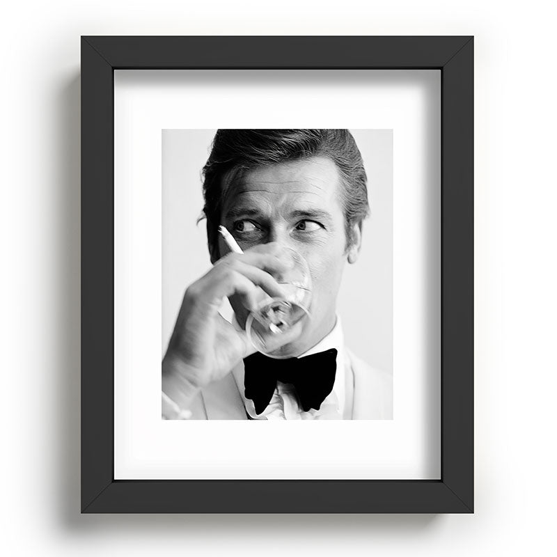 Roger Moore with Martini Retro Vintage Art Framed Art Print Gallery Image 57