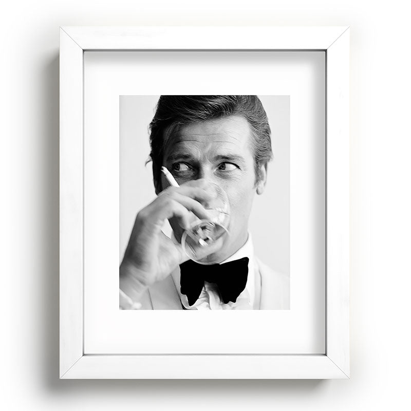 Roger Moore with Martini Retro Vintage Art Framed Art Print Gallery Image 75