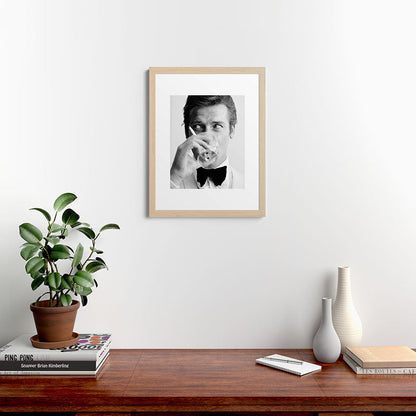Roger Moore with Martini Retro Vintage Art Framed Art Print Gallery Image 47