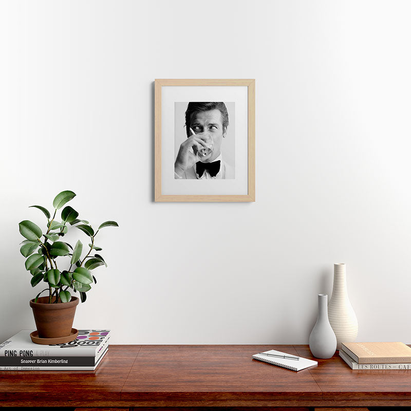 Roger Moore with Martini Retro Vintage Art Framed Art Print Gallery Image 46