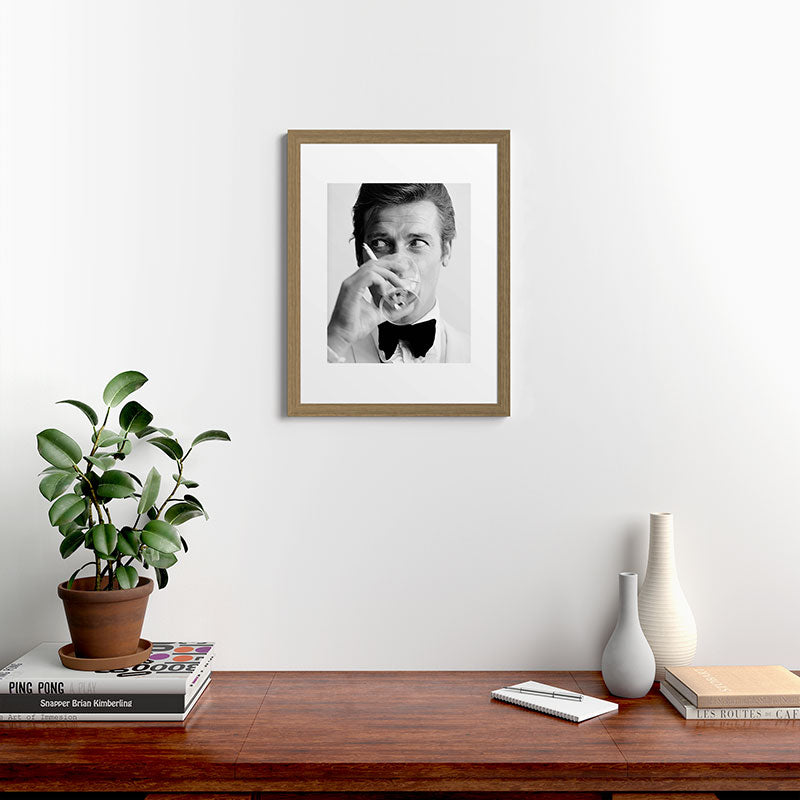 Roger Moore with Martini Retro Vintage Art Framed Art Print Gallery Image 40