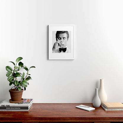Roger Moore with Martini Retro Vintage Art Framed Art Print Gallery Image 24