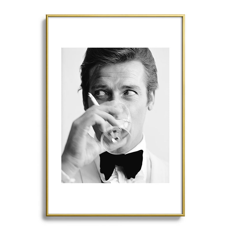 Roger Moore with Martini Retro Vintage Art Framed Art Print Gallery Image 90
