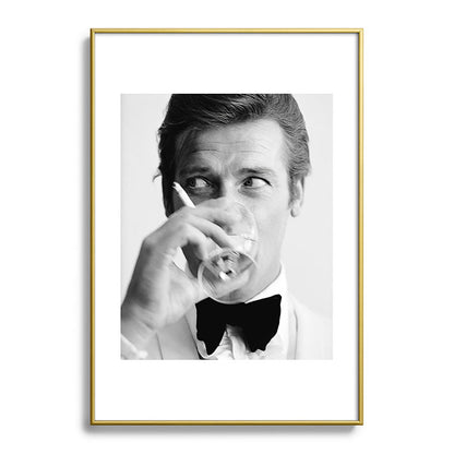 Roger Moore with Martini Retro Vintage Art Framed Art Print Gallery Image 90