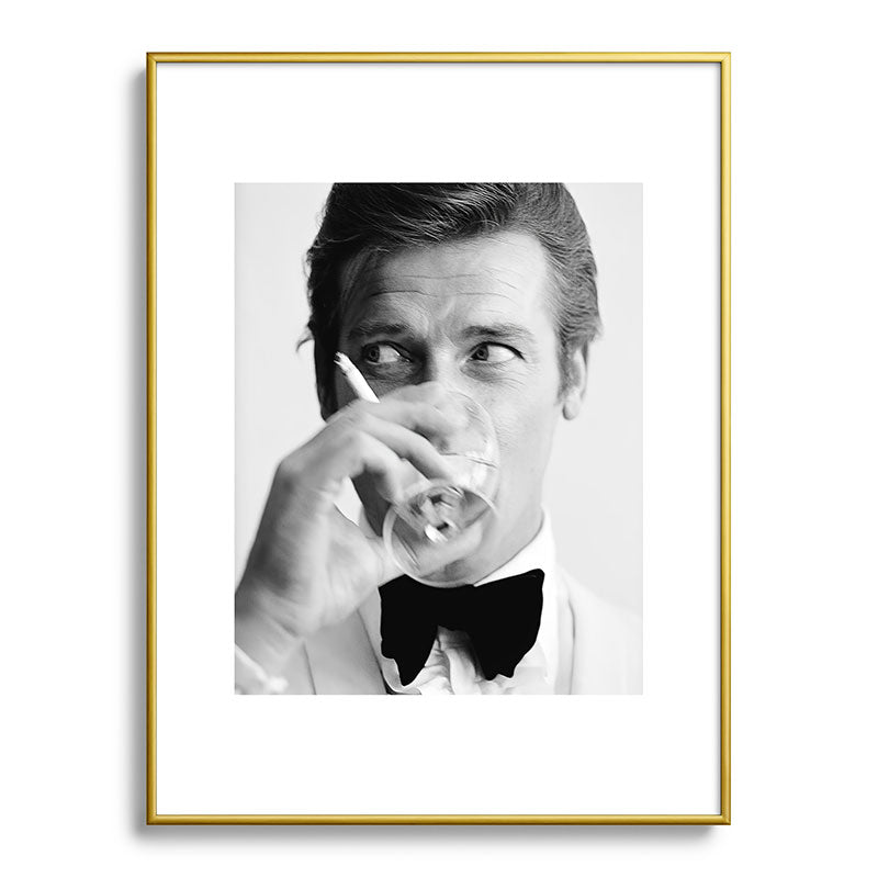 Roger Moore with Martini Retro Vintage Art Framed Art Print Gallery Image 91