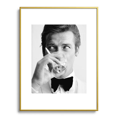Roger Moore with Martini Retro Vintage Art Framed Art Print Gallery Image 92