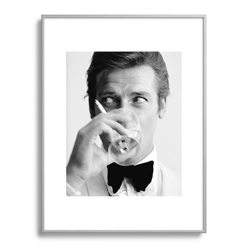 Roger Moore with Martini Retro Vintage Art Framed Art Print Gallery Image 98