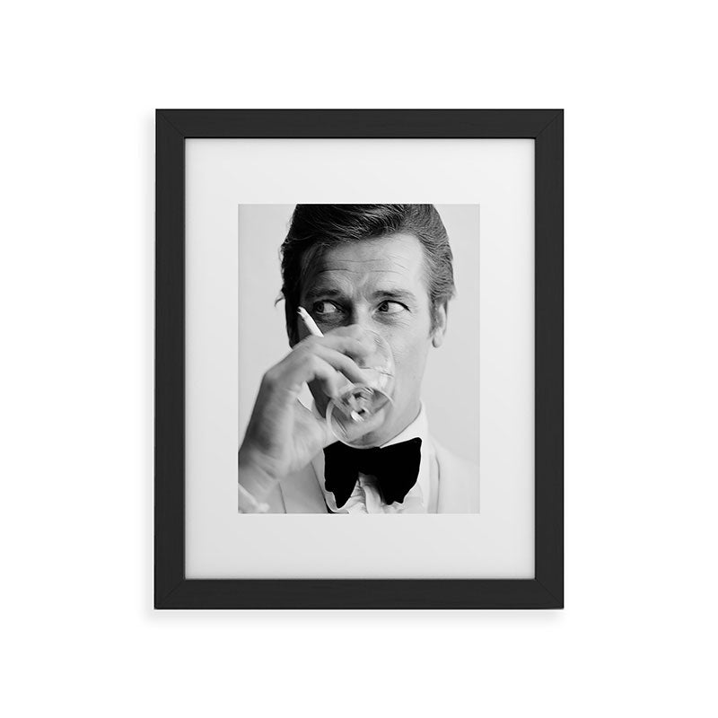 Roger Moore with Martini Retro Vintage Art Framed Art Print Gallery Image 32