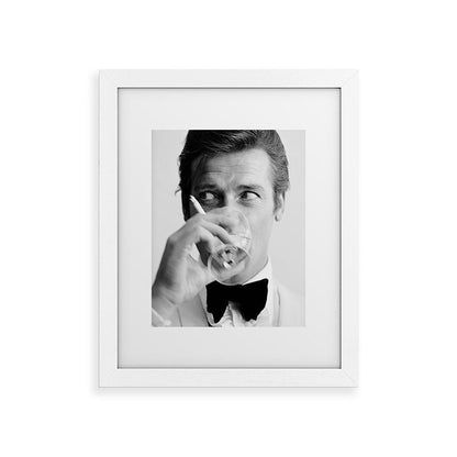 Roger Moore with Martini Retro Vintage Art Framed Art Print Gallery Image 51