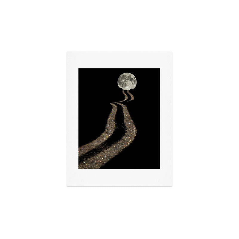 THE MOON | glitter | gold | path | full | planet | star | sky | night | glitter Art Print Gallery Image 3